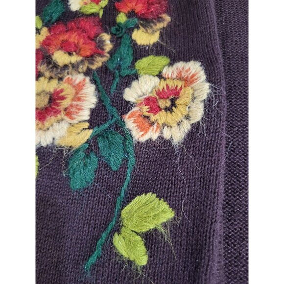 VTG Women's 1X Cardigan Sweater Brown Floral Boho Hippie Cottage Festival Fairy - Picture 10 of 12